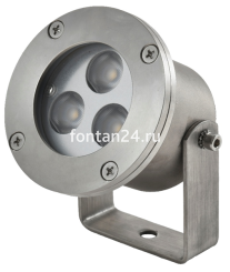 Подводный светодиодный прожектор (RGB IN ONE), 3-диодный, 12VDC, угол свечения 25град., IP68, нерж. Сталь